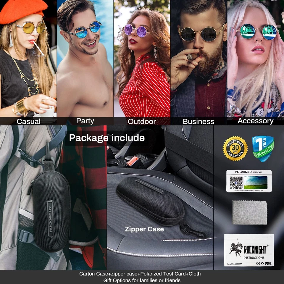 Gafas de sol góticas Steampunk redondas polarizadas protección UV400 unisex calle Foto 2 de 4