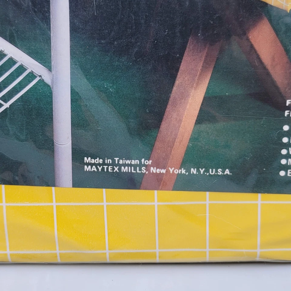 Vtg Maytex Mills Outdoor Elastic Tablecloth Yellow Vinyl NOS 36"x78" - Image 4 of 4