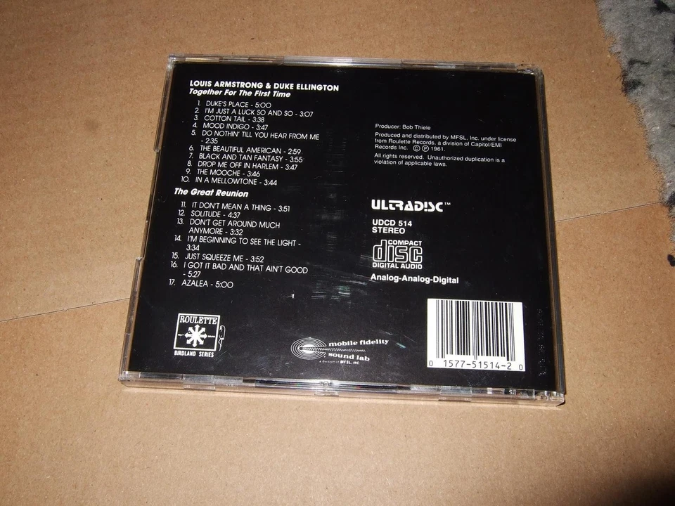 LOUIS ARMSTRONG&DUKE ELLINGTON : TOGETHER 24KT GOLD CD 1988 MFSL ULTRADISC UDCD - Bild 2 von 3