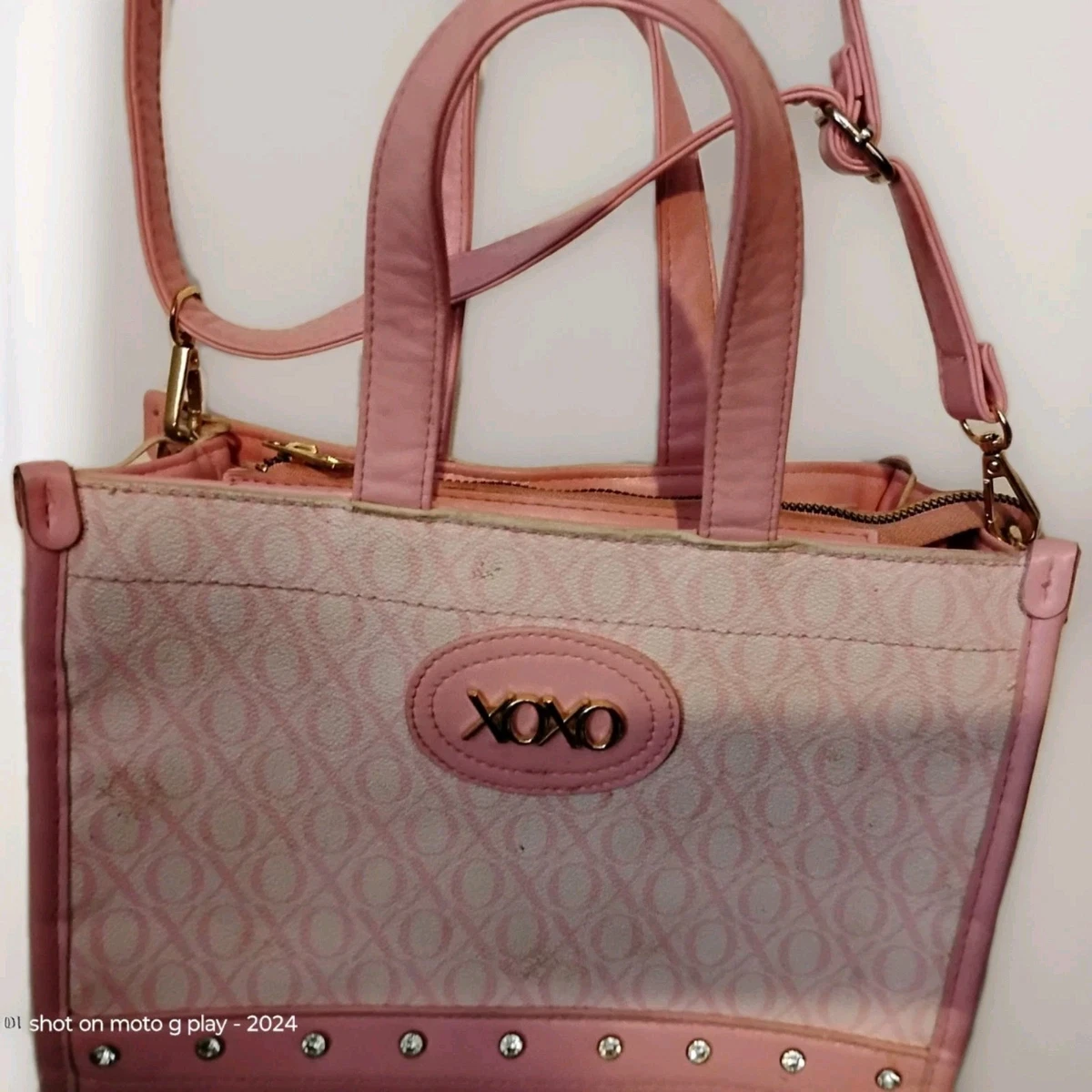 Pink Monogram XOXO Drawstring Backpack - Designer Vegan Leather Women\'s Bag Monogram Backpack Hot Pink - Trendy Unisex Luxury Bag with  main image 4