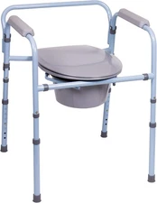Carex 3-in-1 Folding Bedside Commode and Raised Toilet Seat, Portable Toilet... 