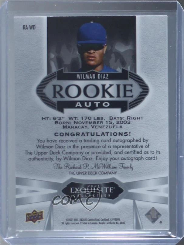 2021 Goodwin Champions Exquisite Collection Rookie /99 Wilman Diaz #RA-WD Auto - Image 2 of 2