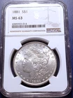 1881-P NGC MS63 Morgan Dollar