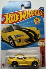 2025 Hot Wheels THEN AND NOW 4/10 '96 Dodge Viper GTS 176/250 (Yellow)