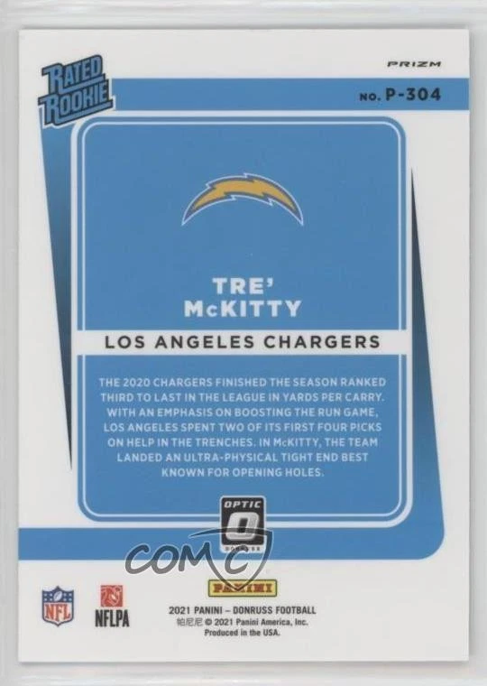 2021 Panini Donruss Rated Optic Holo Preview Tre' McKitty #P-304 Rookie RC - Image 2 of 2