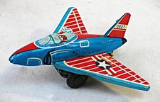 1950s Tin Friction USAF Delta Wing Jet Fighter Plane Japan - More Photos Below
