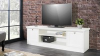 Tv-Board Lowboard Fernsehtisch Tv Schrank Landwood Weiß Mit 2 FäChern 160X48 Cm