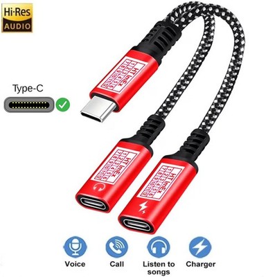 USB C Splitter Y 2-in-1 Kopfhörer + Laden 60W Adapter für Google, Nokia Tablet