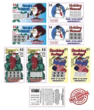 20 Fake Lottery Tickets Christmas designs 4 Assorted Designs Free Shipping
