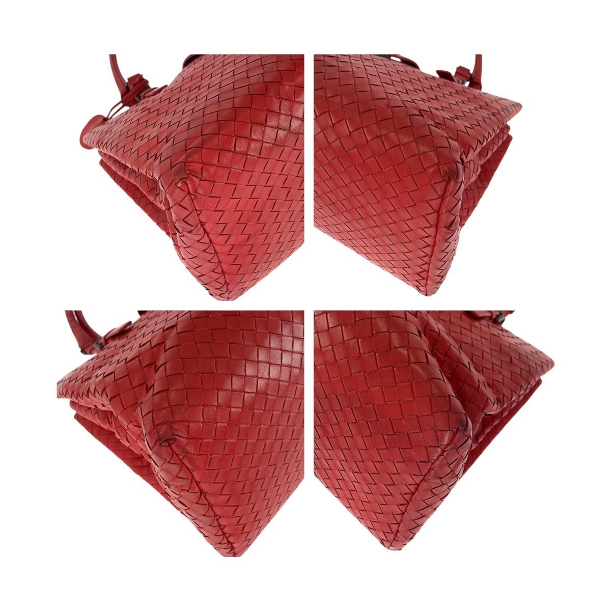 BOTTEGAVENETA Rome Intrecciato Leather Shoulder Bag Red Silver Hardware thumbnail 5
