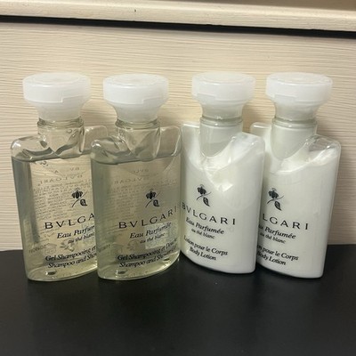 2 Bvlgari Eau Parfumée Au the Blanc white tea shampoo & Shower Gel +2 lotion Apr