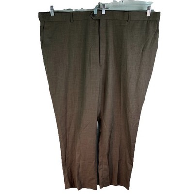 Stafford Trouser Big/Tall Fit Flat Front Men s Size 54 X 30 Brown Shark Skin
