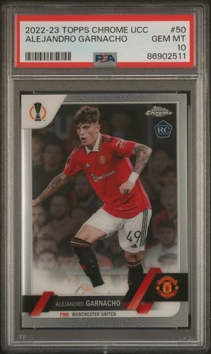 2022-23 TOPPS CHROME UEFA CLUB COMPETITIONS #50 ALEJANDRO GARNACHO RC PSA 10