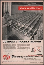 1959 Diversey Co. Photo Engineer Completes Final Check On Rocket Motors Print Ad