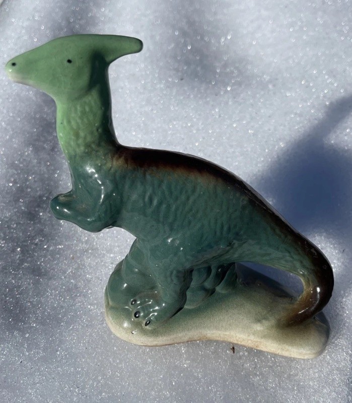 Vintage Parasaurolophus Dinosaur Figurine Ceramic Made in Brazil 6”