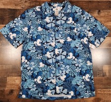 Vintage Disney Mickey Mouse Hawaiian Shirt Blue Single Stitch Short Sleeve New
