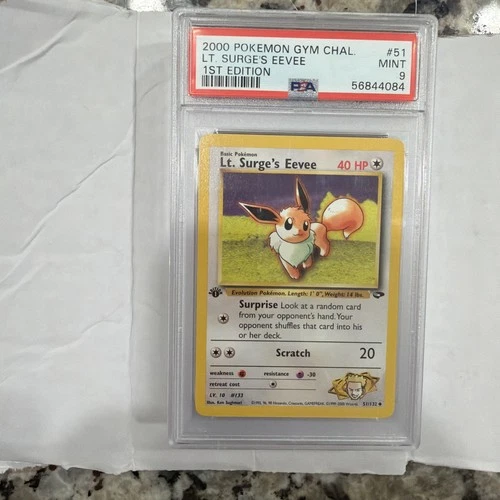 2000 POKEMON GYM CHALLENGE #51 LT. SURGE'S EEVEE 1ST EDITION PSA 9
