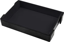 SIQUK Magnetic Folding Dice Tray Rectangle Rolling PU Leather Black 