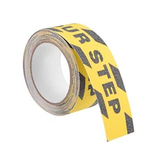Anti Slip Adhesive PVC Tape, 80 Grit Frosted Surface 16 Ft x 2 Inch Black Yellow