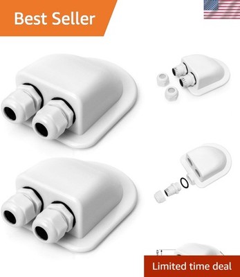 2 Pcs  Waterproof ABS Solar Double Cable Entry Gland-Weather Resistant Dual C...