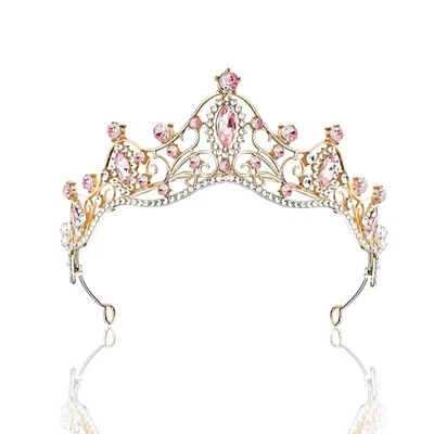 Couronne Rose Princesse, Couronne Princesse, Diadème, Tiara Cristal Couronne - Photo 1/4