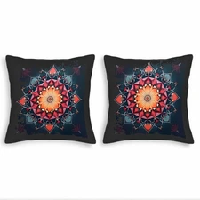 Set of 2 18x18in Throw Pillow Covers - Intricate Mandala Design 