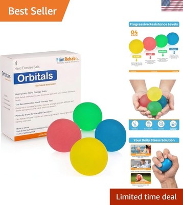Hand Exercise Balls - Set of 4 for Carpal Tunnel Stress/Pain Relief, Stress B...