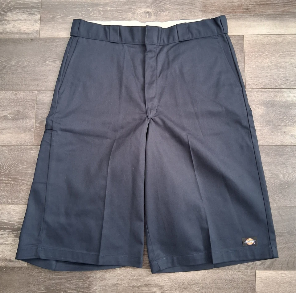 Pantalones Cortos de Trabajo Dickies Sarga Sueltos 15" Entrepierna Caqui y Azul Marino Talla 36 Lote de 2 Foto 2 de 4