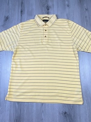 Greg Norman Play Dry Herren Large gelb gestreift Golf Polo Shirt