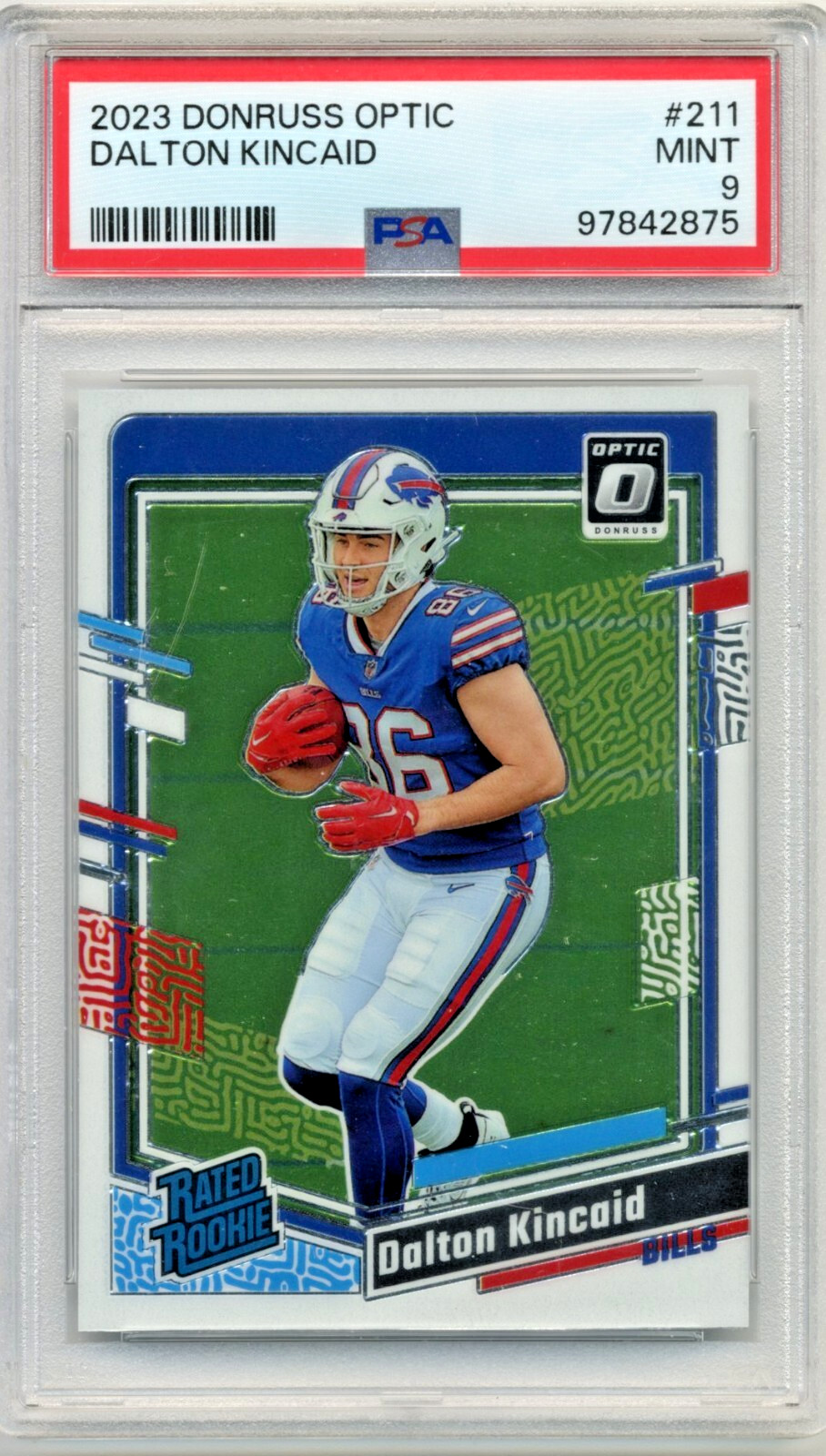 Dalton Kincaid RC 2023 Donruss Optic Rated Rookie Holo #211 (RC) PSA 9 MINT