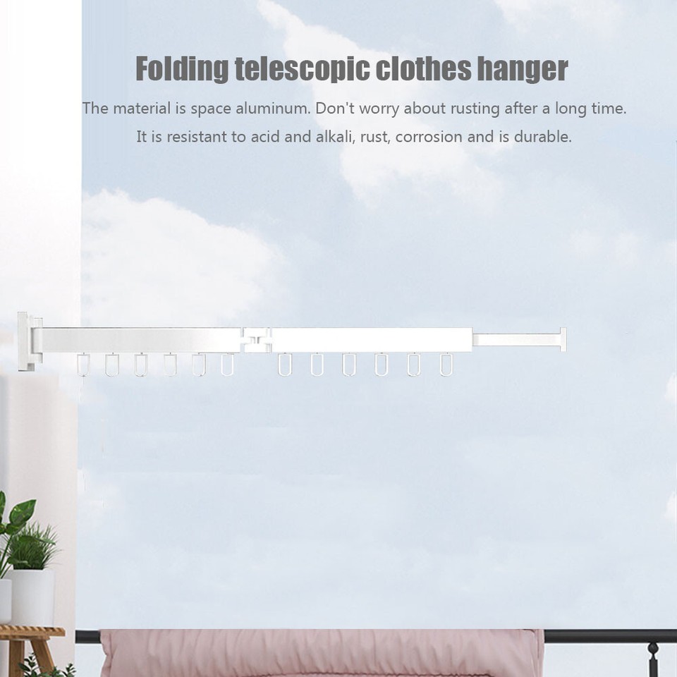 Foldable Clothes Drying Hanger Retractable Clothes Rack (2 rod white 12
