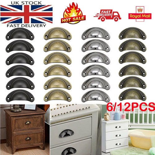 6/12Pcs Cup Pull Shell Handles Half Moon Kitchen Cupboard Cabinet Door Drawer UK - Picture 16 of 33