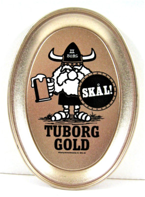 Vintage Carling National Tuborg Gold Beer II Borg Skal Tip Tray Unused Old Stock