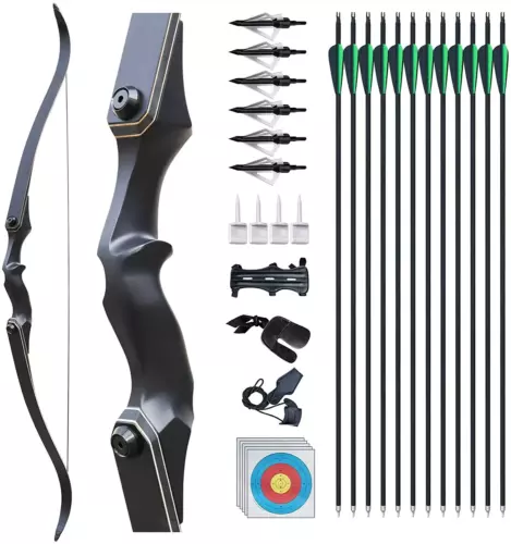 30-60lb 60inch alloy Archery Takedown Recurve Bow and arrow Kit Adult Right Hunt - Picture 15 of 26