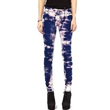 Tripp NYC Gothic Punk Rocker Cloud Tie Die Bleached Biker Skinny Jeans IS9596B