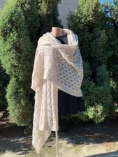 schal stola gestrickt, Handgemacht, Weiß, Wolle (Angora und Acryl)