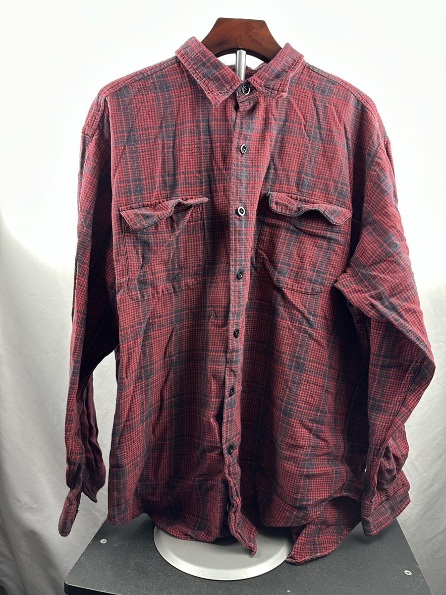 Polo Jeans Company Men's Plaid Red Black Button Down Shirt Size XL
