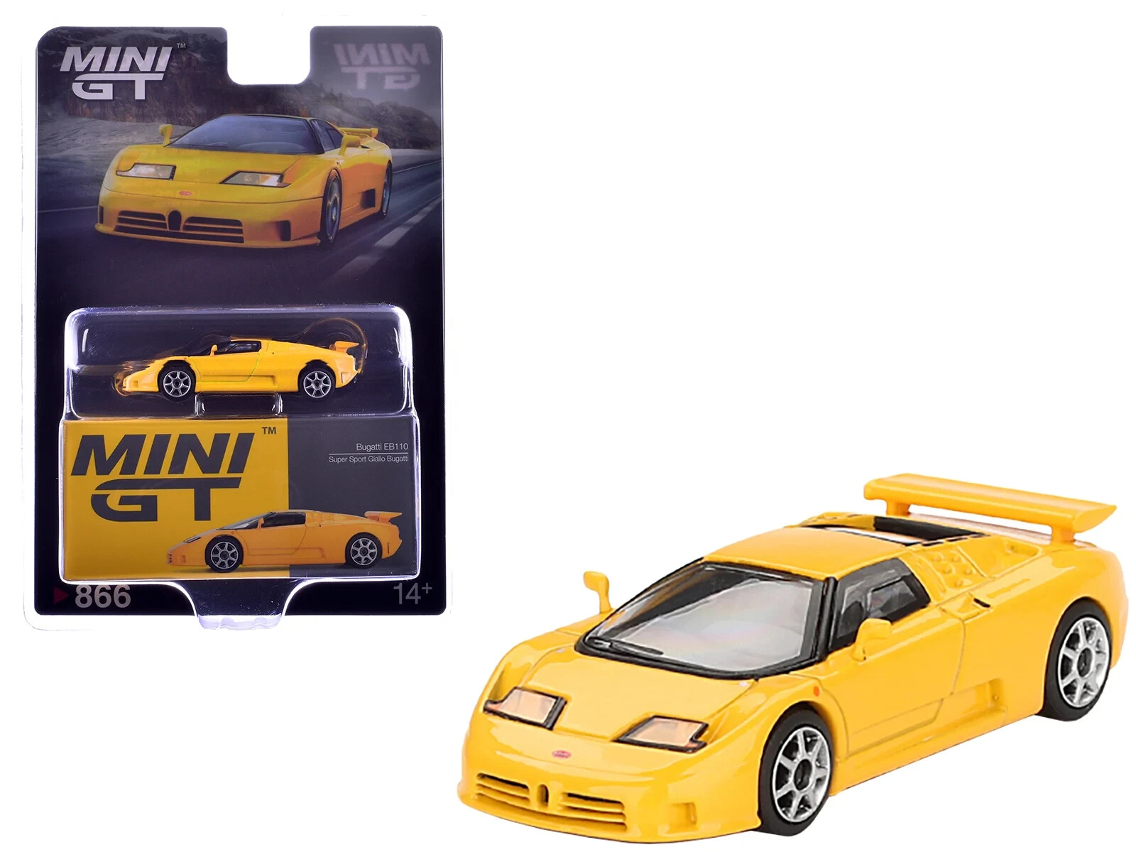 Mini GT 1:64 Bugatti EB110 Super Sport Giallo Bugatti #866  - Blister Packaging
