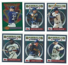 (6) 2020 Topps Baseball's Finest Flashbacks Brewers Lot Yelich Hiura Braun Hader