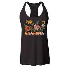 Grandma Floral Flowers Retro Aesthetic Gma Racerback Tank Top Grandma Shirt