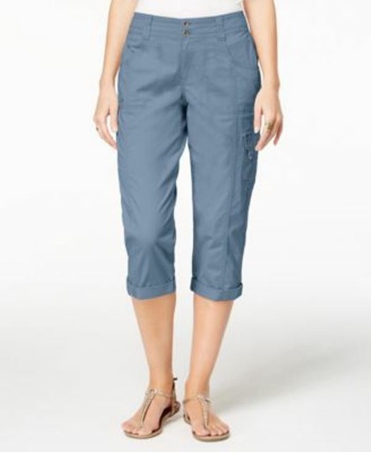 Style & Co Women's Cargo Cuffed Capri Pants Blue 6 eBay