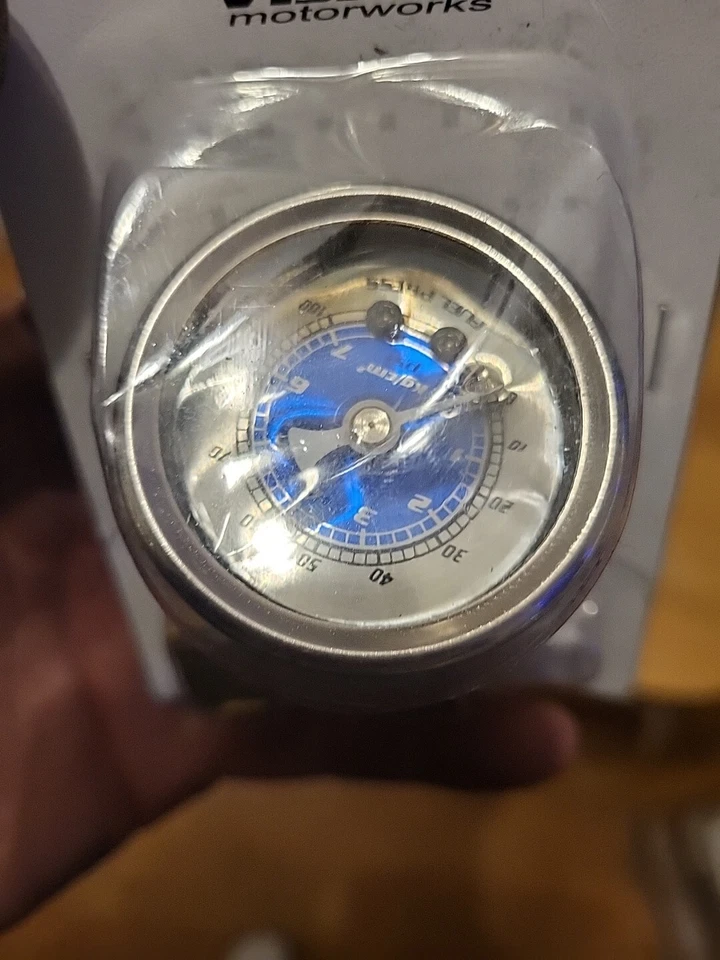 Medidor de presión de combustible lleno de líquido 100 psi Blue Face Vision Motorworks nuevo Foto 2 de 4