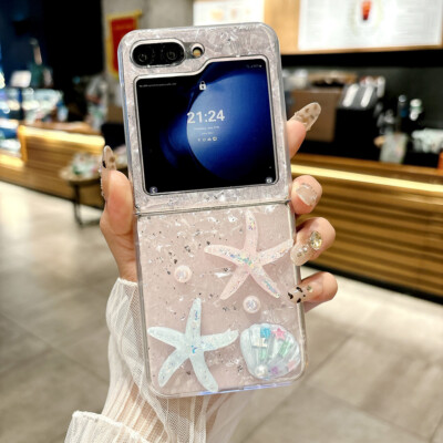 Für Samsung Galaxy Z Flip 6 5 4 3 ShockProof klar Seestern Glitter Fall 
