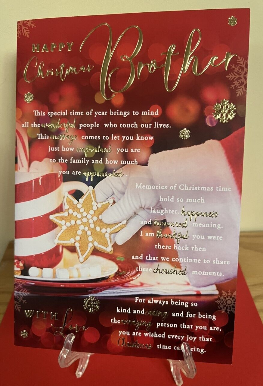 Christmas Card Brother With Love - Foil Finish - Xmas