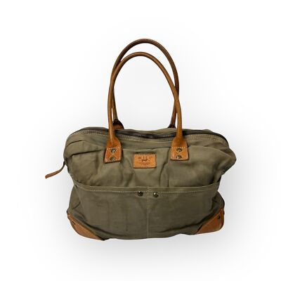 Will Leather Goods Brown Canvas & Leather Tote