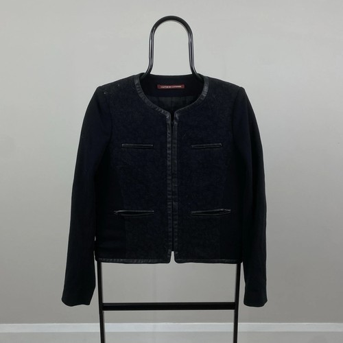 Comptoir Des Cotonniers | Wool Blend Black Cardigan Coat | Size S - Picture 2 of 5