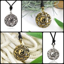 Phoenix Dragon Yin Yang 92.5 Sterling Silver Gold Brass Necklace Pendant Jewelry