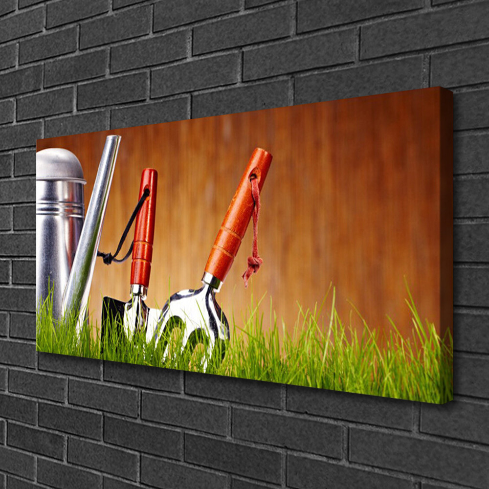 Art arrosoir herbe tableau sur toile premium 100x50 cm édition d'art