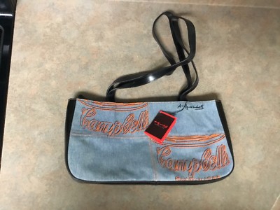ANDY WARHOL Campbell's Denim Faux Leather Shoulder Purse (CON4)