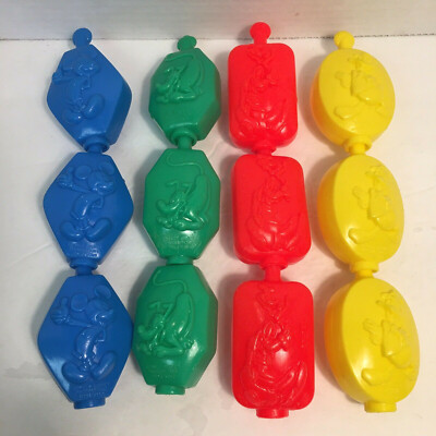 Disney Illco Vtg Snap Together Pop Beads Lock Shapes 12 Pieces Lot Toddler Popit